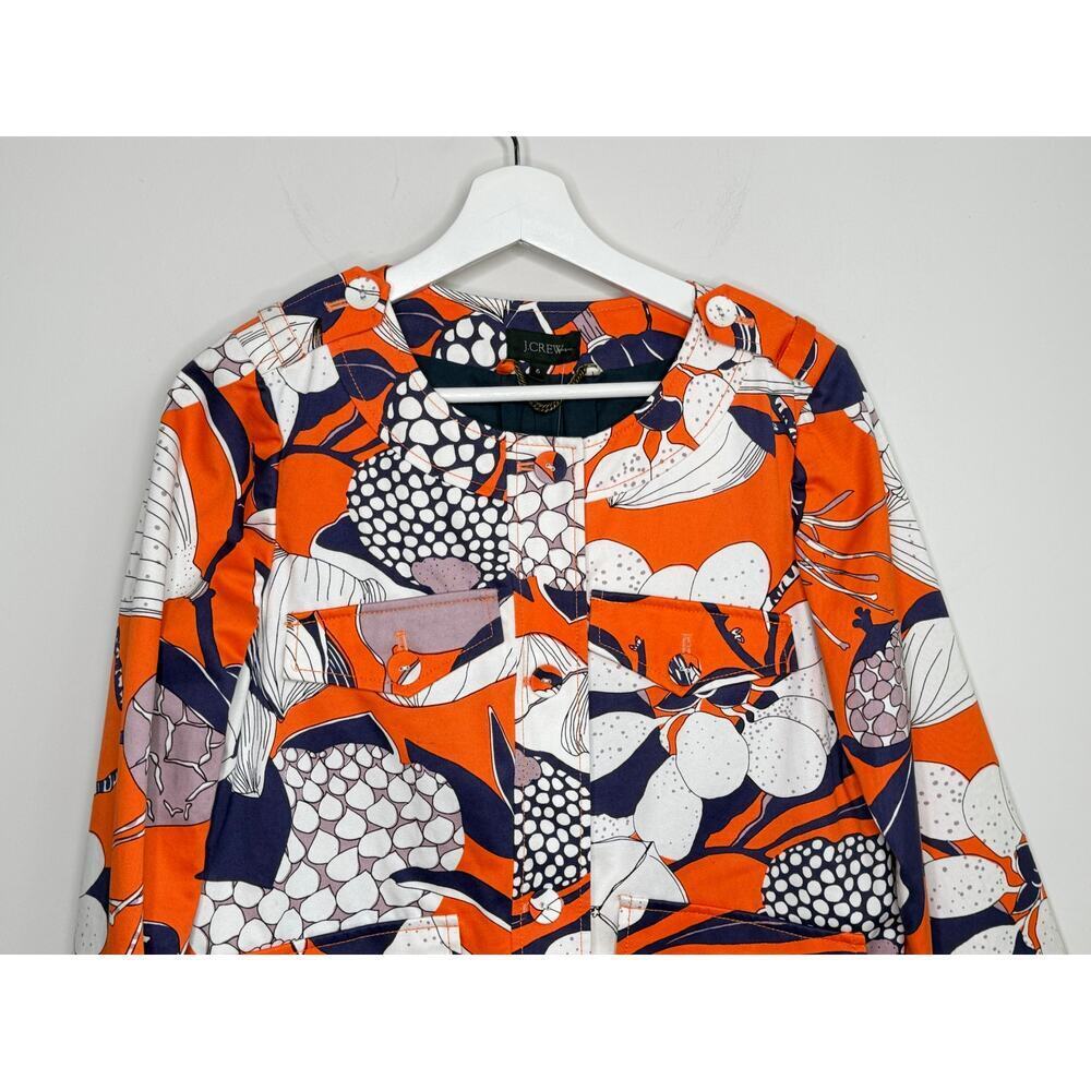 J. Crew Floral Long Sleeve Button Front Shirt Jacket White Orange Women's Size 6 - Picture 3 of 11